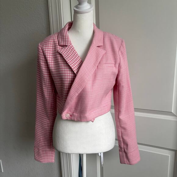 Majorelle X Revolve Nell Cropped Blazer in Picnic Pink Sz M Clueless Preppy - Picture 2 of 12